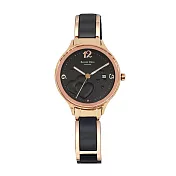 Roven Dino羅梵迪諾 心心相印時尚腕錶-玫瑰金X黑