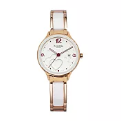 Roven Dino羅梵迪諾 心心相印時尚腕錶-玫瑰金X白X紅字