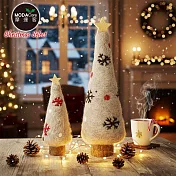 摩達客-羊毛氈雪花溫暖灰聖誕樹擺飾品20cm+30cm兩入組-交換禮物耶誕派對推薦