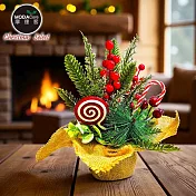 摩達客耶誕-25cm聖誕裝飾花盆 款式可選 棒棒糖紅果款