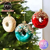 摩達客-可口繽紛三色甜甜圈聖誕吊飾-3色各2共6入組-交換禮物耶誕派對佈置