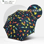 【雙龍牌】可愛童趣傘自動兒童傘恐龍車車蜜蜂瓢蟲速乾雨傘(晴雨兩用傘/安全童傘自動開直傘D3077) 深藍海洋