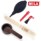 MILA 咖啡清潔組(原木短柄匙+原木毛刷+標準氣吹)