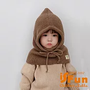 【iSFun】簡約保暖 護耳脖兒童針織巴拉克拉法帽/咖啡色 咖啡色