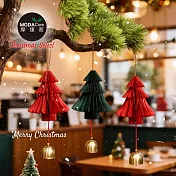 摩達客-環保折疊蜂窩紙聖誕樹鈴鐺吊飾2入組_綠色+紅色各一_耶誕派對佈置掛飾首選