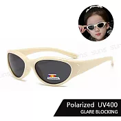 【SUNS】兒童偏光太陽眼鏡 科技感貓眼造型 輕量矽膠彈性墨鏡 防眩光/抗UV400 S206 米黃色