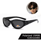 【SUNS】兒童偏光太陽眼鏡 科技感貓眼造型 輕量矽膠彈性墨鏡 防眩光/抗UV400 S206 經典黑