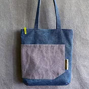 濁河良品 | 大口袋托特(可放15吋筆電) - 霧藍x泥石灰