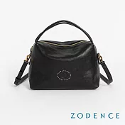 ZODENCE HAN義大利植鞣革垂墜感雙提把斜背包  深邃黑