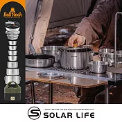 Bell Rock 不鏽鋼豪華套鍋組.韓國鍋具 15件露營套鍋 不鏽鋼鍋 湯鍋飯碗湯碗 附收納袋