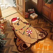 【iSFun】不規則聖誕 仿羊絨腳踏防滑吸水地墊75x90cm/款式可選 棕熊
