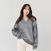 好我_Ruth有領刷毛保暖長袖厚磅T恤 FREE 灰