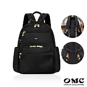 【OMC】必buy寬側袋附胸扣旅行休閒後背包03531A( 黑色