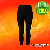 【Leader X】台灣製 鋅石墨烯顯瘦九分褲 刷毛保暖PRO款 (超值四雙組)