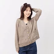 好我_Carol寬邊V領開襟針織外套 FREE 棕