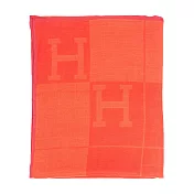 HERMES H Logo 喀什米爾羊毛寬版長披肩/圍巾_展示品 (橘色)