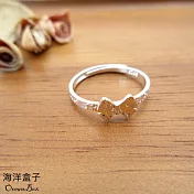 ☆§海洋盒子§☆閃亮碎銀蝴蝶結S925純銀戒指