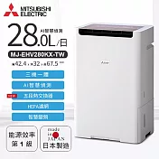 MITSUBISHI三菱28L變頻AI智慧三合一清淨除濕機 MJ-EHV280KX-TW
