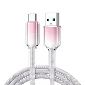 樂樂120W冰晶頭快充線 1入組1年保固 USB TO TYPE-C 彩色编織充電線 1m/灰白粉