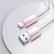 樂樂冰晶頭快充線 1入組1年保固 USB to Lightning  彩色编織充電線  1m/灰白粉