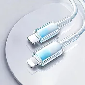 樂樂冰晶頭PD30W快充線 1入組1年保固 Type-C to Lightning 彩色编織充電線 1m/漸變藍