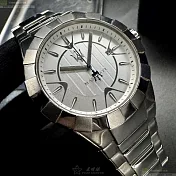 MASERATI瑪莎拉蒂精品錶,編號：R8853103001,44mm圓形銀精鋼錶殼白色錶盤精鋼銀色錶帶