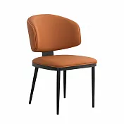 IDEA-包覆感U型圓弧皮革休閒餐椅/兩色可選 橘色