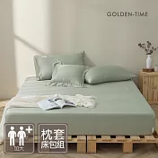 GOLDEN-TIME-300織紗60支純淨天絲枕套床包組(春曦綠-加大)