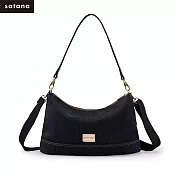 satana - Denim 雙背帶肩背包- 丹寧黑