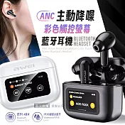 AWEI ANC主動降噪 彩色觸控螢幕藍牙耳機 藍牙5.4/IPX6防水 白色