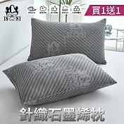 【NINO1881】買1送1-針織石墨烯水洗羽絲絨枕(共2顆) 灰色