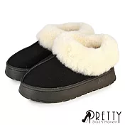 【Pretty】男 雪靴 短靴 毛靴 厚刷毛 鋪毛 絨毛 保暖 厚底 韓系 EU41 黑色