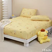 [超值組合]義大利La Belle《Sanrio-布丁狗唔唔睏zZ》雙人海島針織床包枕套組+大容量洗衣袋1入