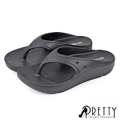 【Pretty】男 拖鞋 夾腳拖鞋 防水拖鞋 厚底 輕量 EU39 黑色