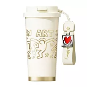 GERM格米 凱斯哈林聯名款閃耀咖啡杯 500ml(隨行杯/吸管杯/保溫杯/保冰杯) 白