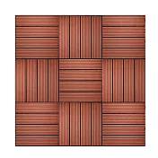 【Meric Garden】環保防水防腐拼接塑木地板6入/組_19款任選 直條紋紅木色