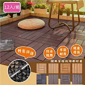 【Meric Garden】環保防水防腐拼接塑木地板12入/組_19款任選 直條紋黑色