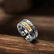 【HandStyle】男戒 扭繩泰銀質感金光經文轉運開運男戒(49065)