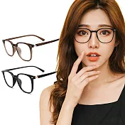 【ALEGANT】韓風潮搭TR90輕量方框親膚霧面鏡腳UV400濾藍光眼鏡 晴亮黑