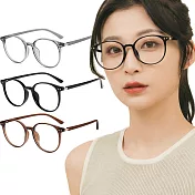 【ALEGANT】自然風尚TR90輕量圓框親膚霧面鏡腳UV400濾藍光眼鏡 墨石黑