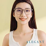 【ALEGANT】自然風尚TR90輕量圓框親膚霧面鏡腳UV400濾藍光眼鏡 冰湖灰