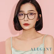 【ALEGANT】都會漫步TR90輕量圓框金屬鏡腳UV400濾藍光眼鏡 旅都棕