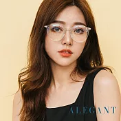 【ALEGANT】都會漫步TR90輕量圓框金屬鏡腳UV400濾藍光眼鏡 透映白