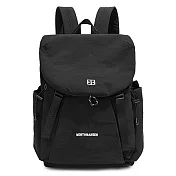 【Sayaka紗彌佳】買一送一! 買就送手拿包 極輕量0.3kg 都市漫步空氣感撞色抽繩 超輕量防潑 後背包 -黑色