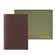 LONGCHAMP LE FOULONNÉ系列牛皮護照夾 摩卡