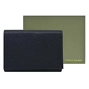 LONGCHAMP LE FOULONNÉ系列系列牛皮簡約三折翻蓋短夾 黑