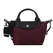 LONGCHAMP LE PLIAGE ENERGY系列再生尼龍短把手提/斜背兩用包(迷你) 酒紅
