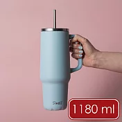 《S’well》Tumbler不鏽鋼吸管保溫隨行杯 - 湖水藍1180ml