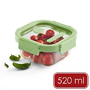 《LEKUE》方形可微波玻璃密封保鮮盒(嫩綠520ml) | 可微波便當盒 收納盒 環保餐盒