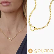 GORJANA 方形金色項鍊 愛心鎖扣項鍊 經典款 Parker Heart